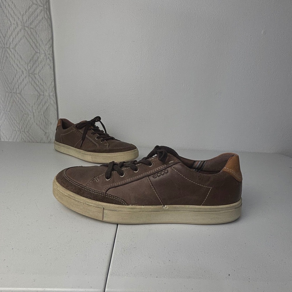 Ecco Kyle Classic Brown Leather Suede Low Top Sneaker Shoes  Mens 47 US 13-13.5